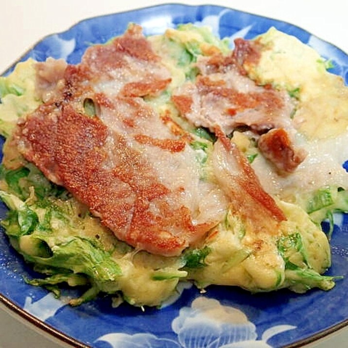 水菜と豚肉のお好み焼き